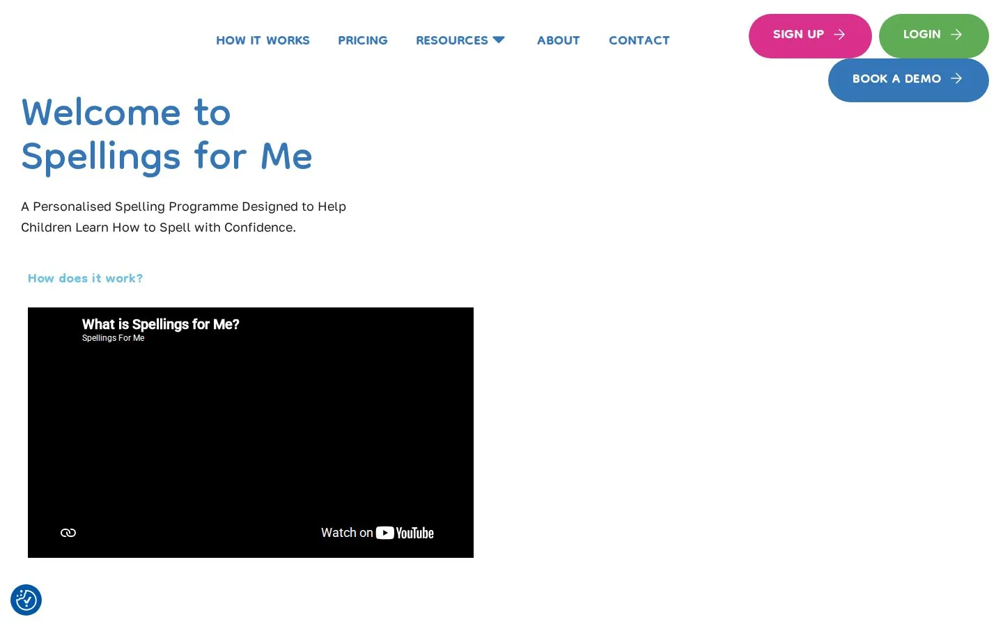 Spellings for Me homepage