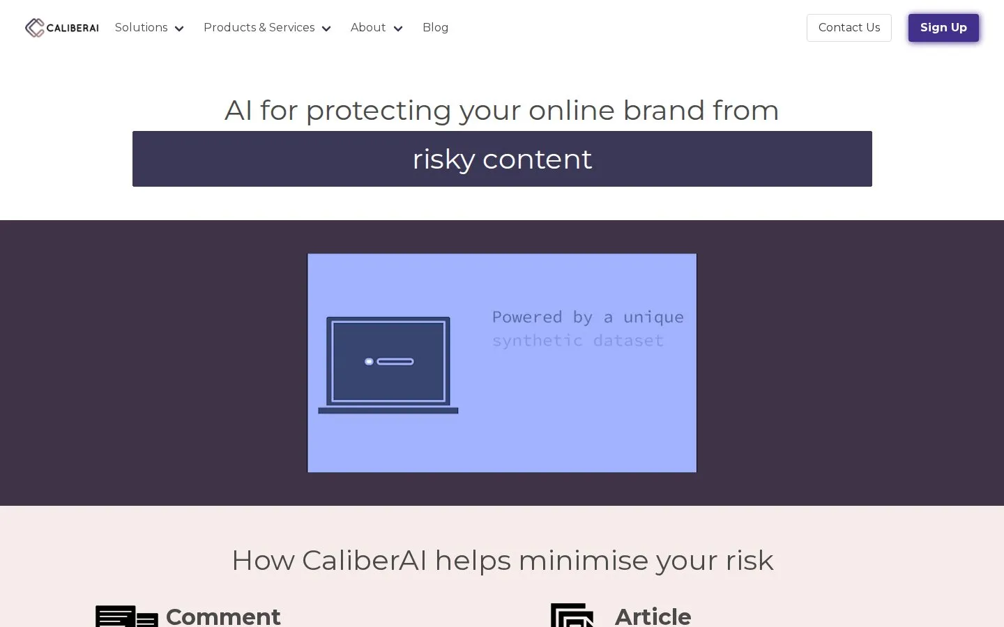CaliberAI homepage