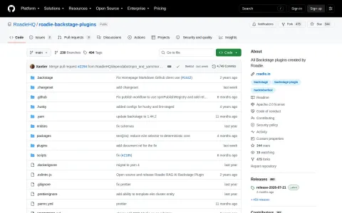 Roadie Backstage Plugins homepage preview