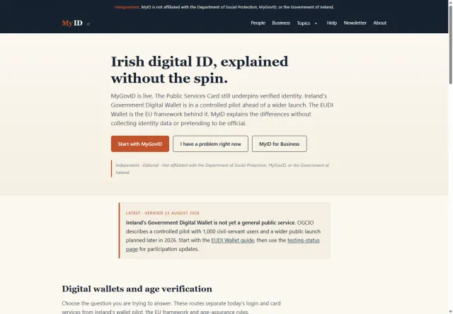 MyID homepage preview