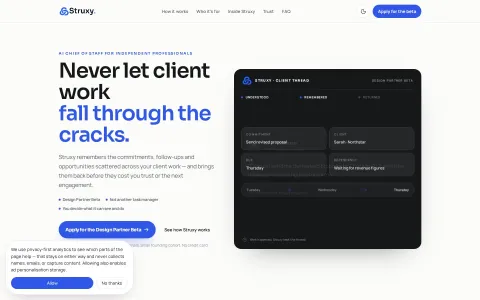 Struxy homepage preview