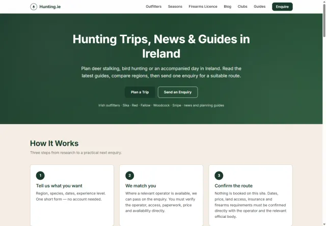 Hunting homepage preview