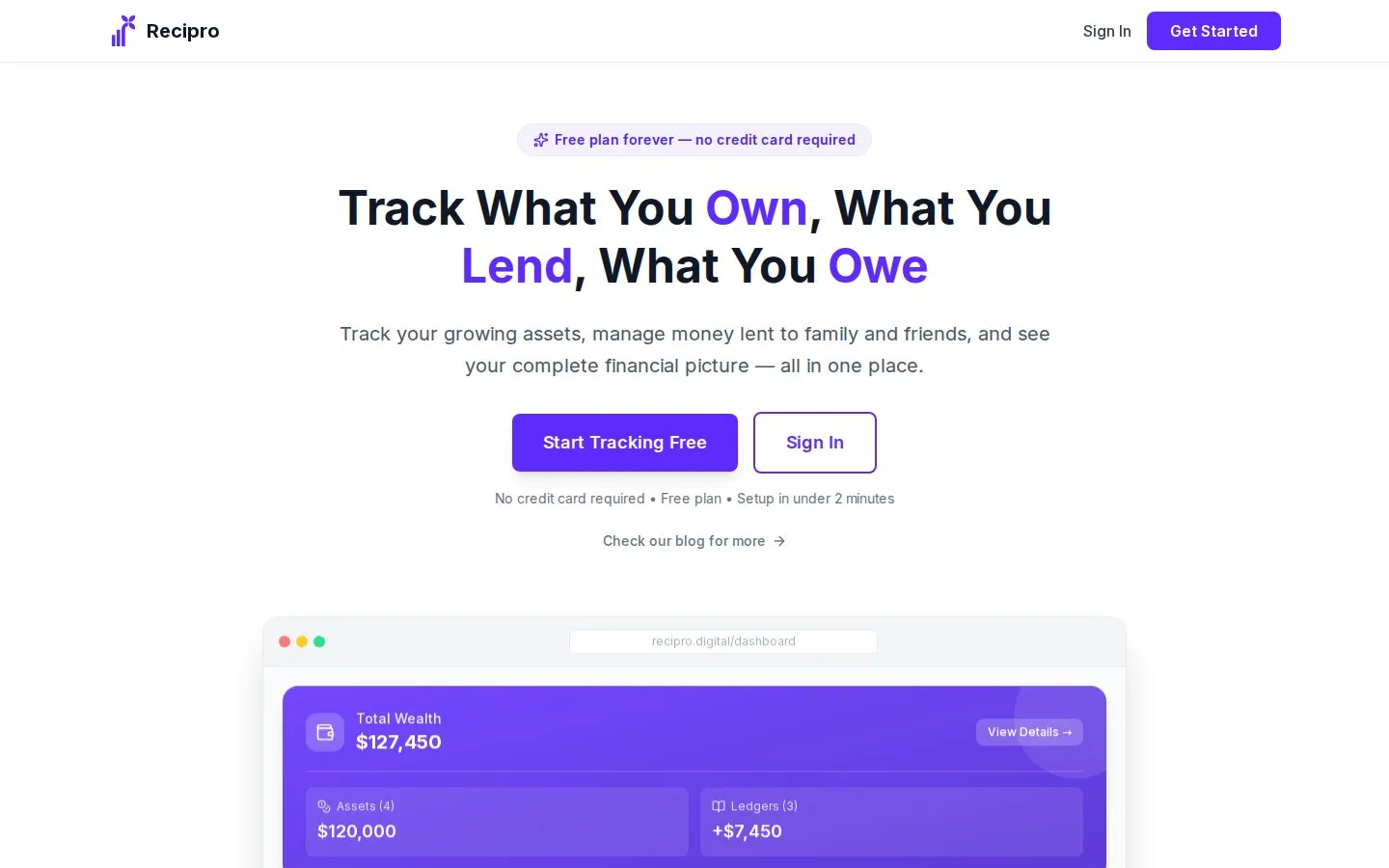 Recipro homepage