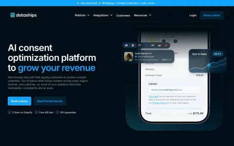 Dataships homepage preview